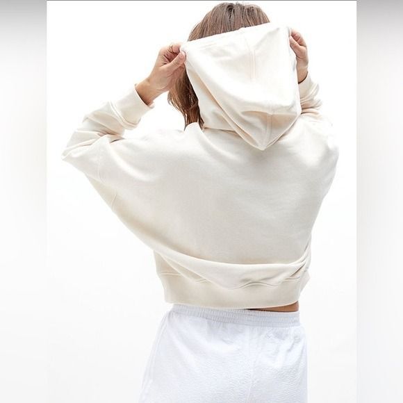 adidas originals off White '80s Cropped Hoodie Cream Trefoil XL NWT - Picture 2 of 10